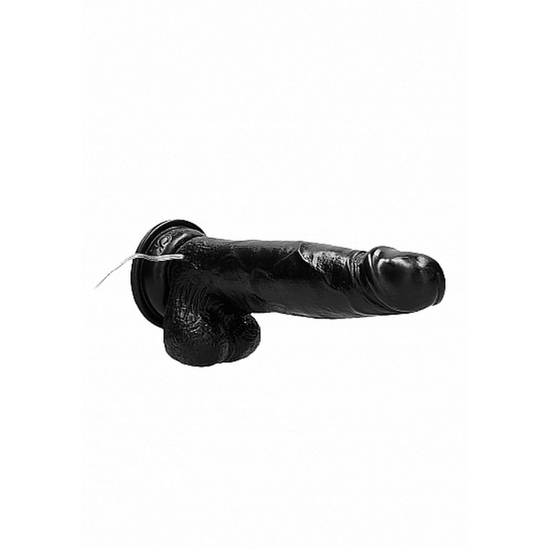 Vibrating Realistic Cock - 8" - With Scrotum - Black